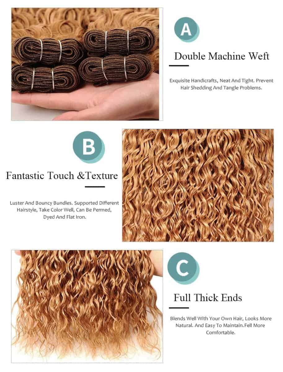 #27 Blonde Bundles Cabello Humano Ondas de Agua 20 22 24 - Imagen 4