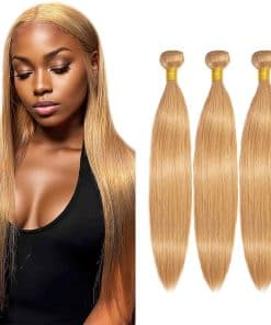 #27 Rubias Paquetes de Cabello Humano Liso 18 20 22