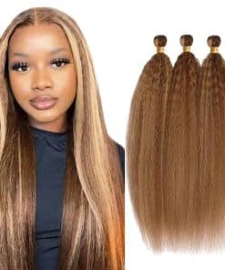 Paquetes de Cabello Humano Rubio P4/27 Yaki Straight 18 20