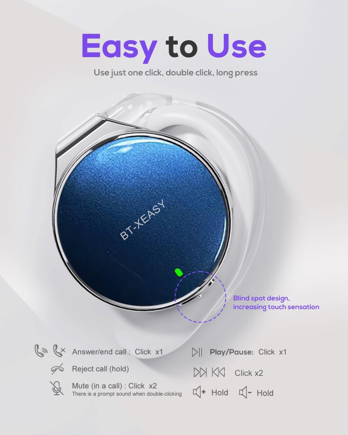 Audífonos Bluetooth 5.4 On Ear, -Azul&Plata&Negro - Imagen 3