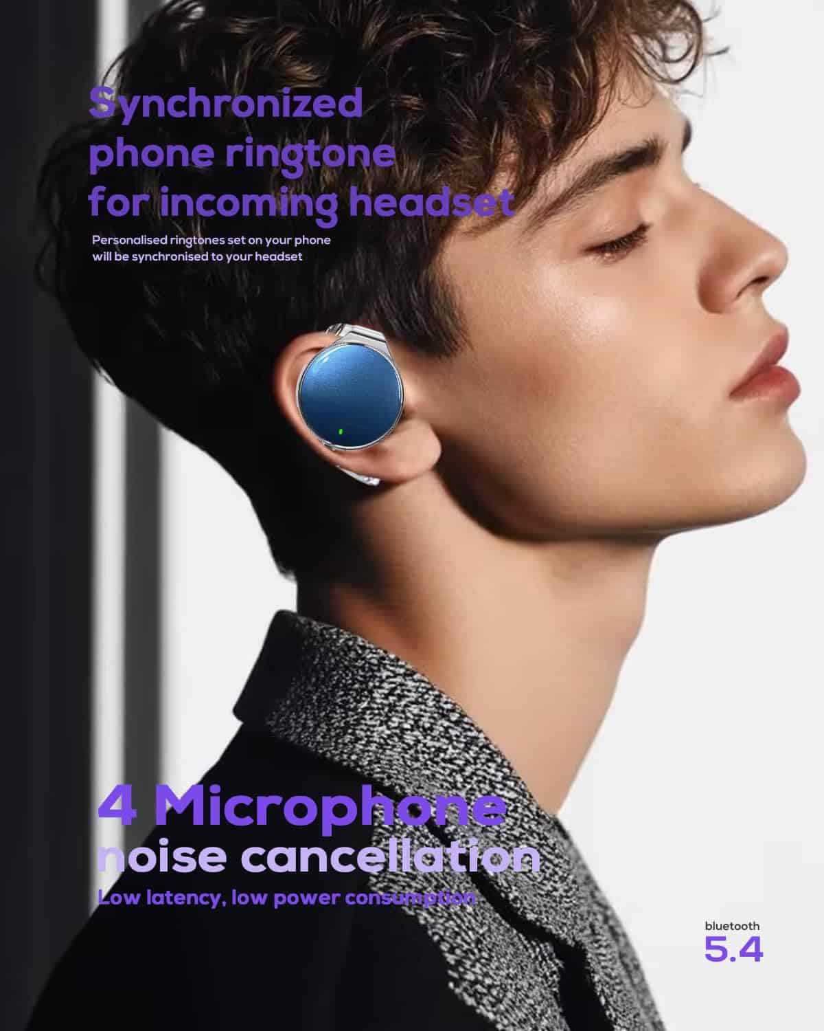 Audífonos Bluetooth 5.4 On Ear, -Azul&Plata&Negro - Imagen 5