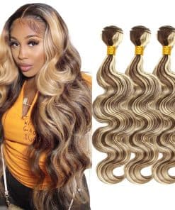 Mechones de Pelo Humano Ondulados con Reflejos P4/613 Largo