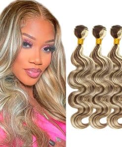 P4/613 Highlight Brown Bundles Cabello Humano Onda Corporal