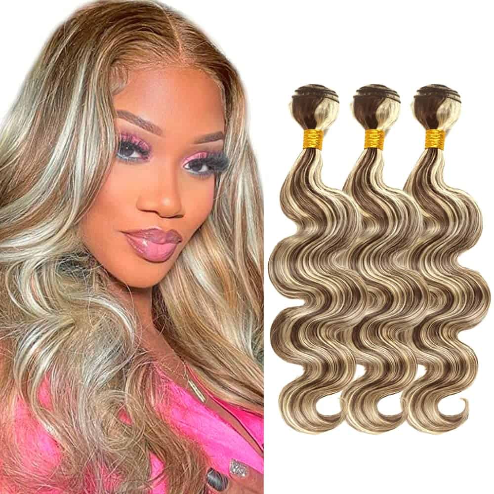 P4/613 Highlight Brown Bundles Cabello Humano Onda Corporal