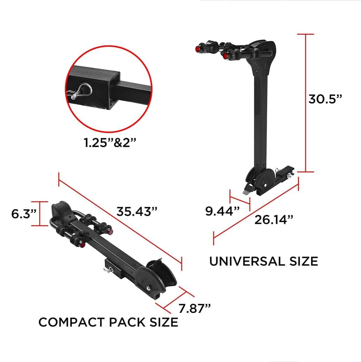 Portabicicletas Rockland Plegable para 2 Bicicletas, - Imagen 8