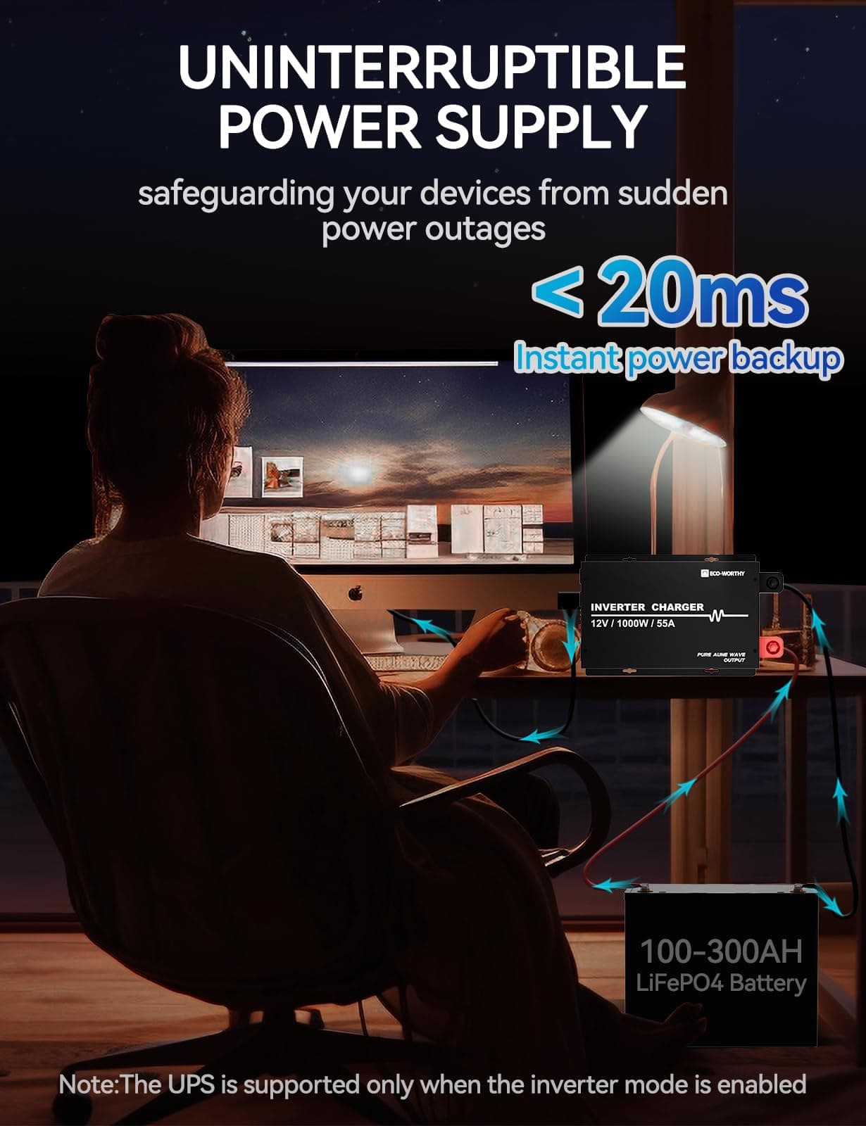 Cargador Inversor ECO-WORTHY 55A para Batería LiFePO4 con - Imagen 7