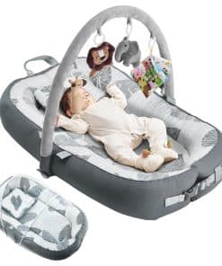 Blufeish Portátil Cuna para Bebés con 4 Juguetes, Cuna para