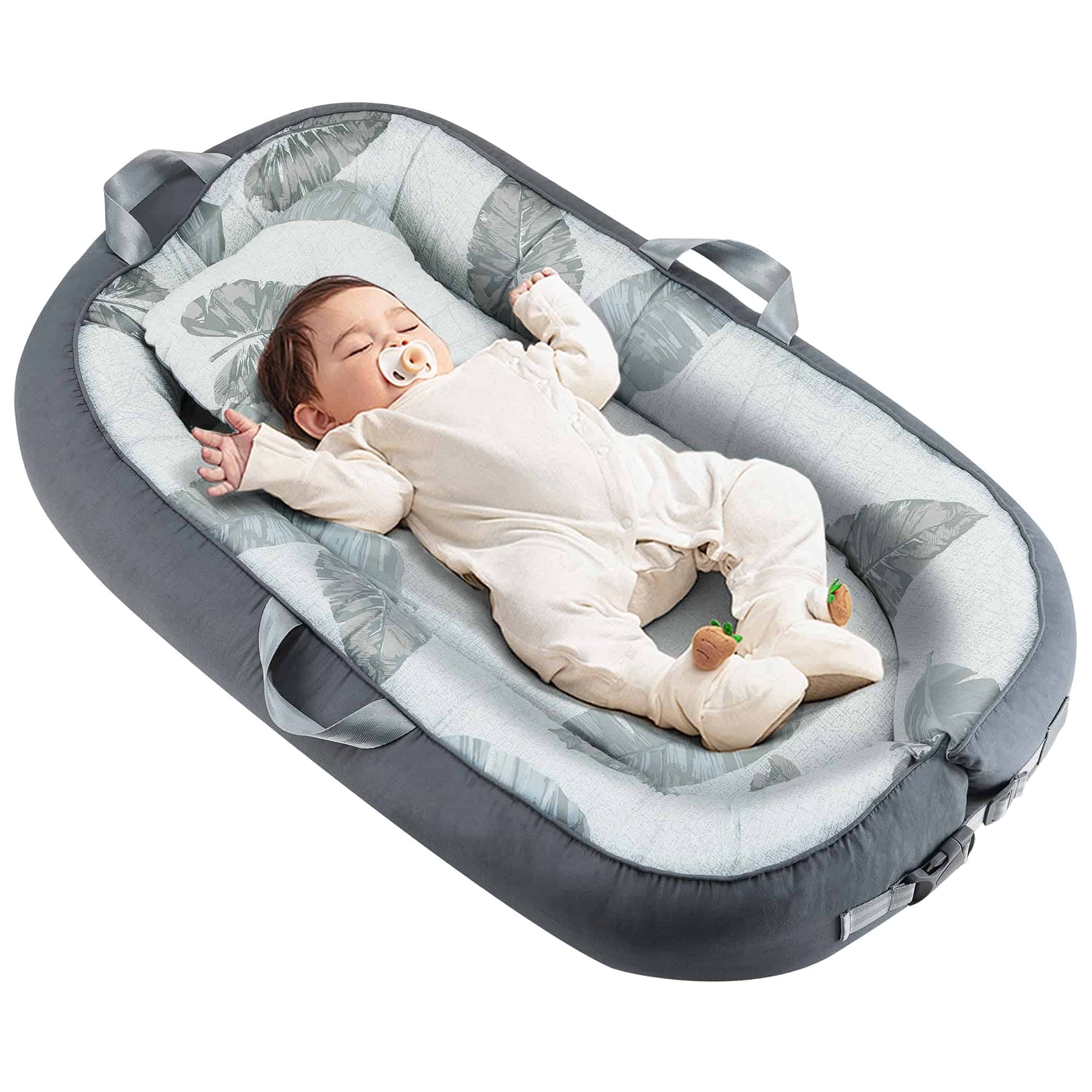 Columpio Portátil para Bebé Blufeish con 4 Juguetes, Capazo