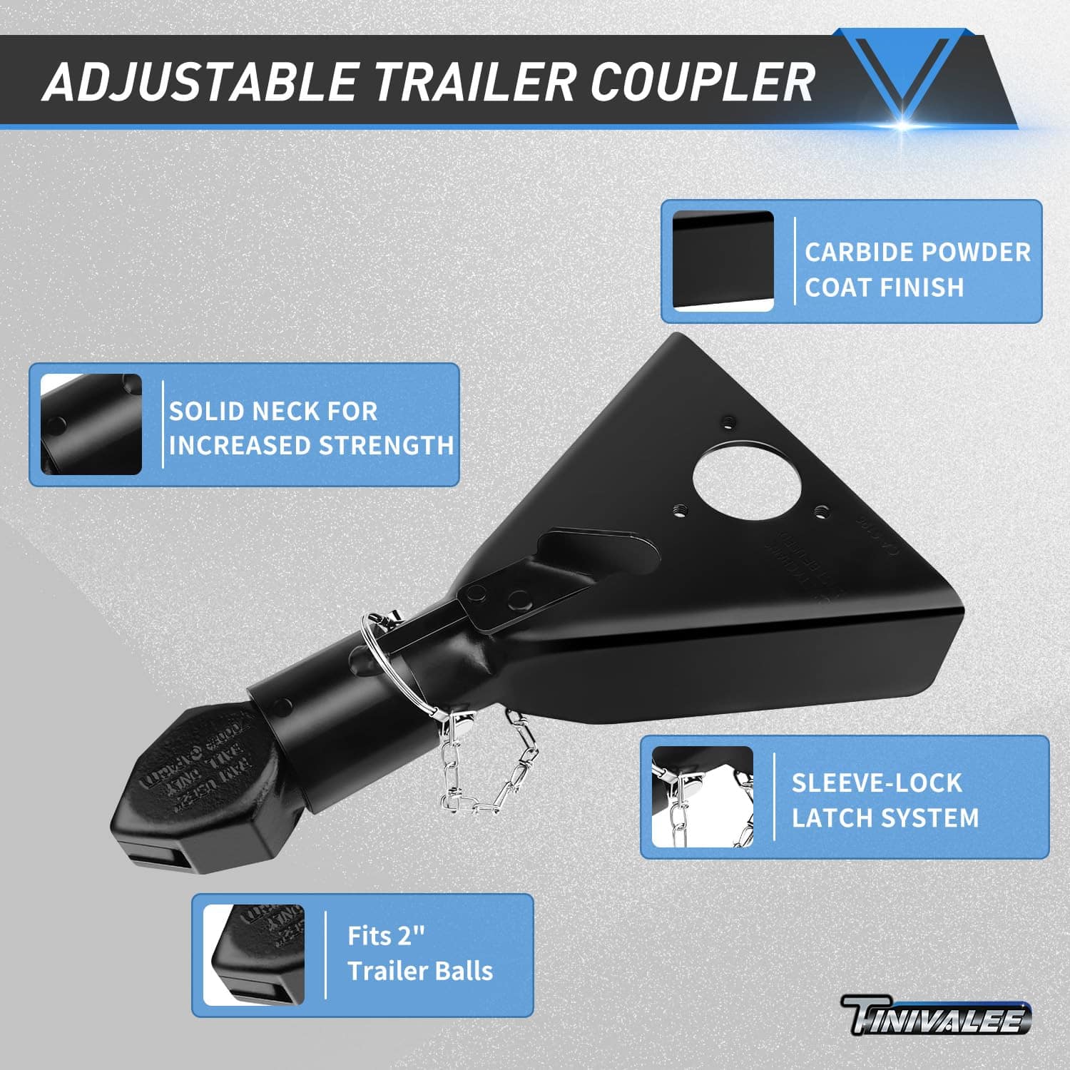 Acoplador de remolque Tinivalee 2" A-Frame, Para Bola de - Imagen 4