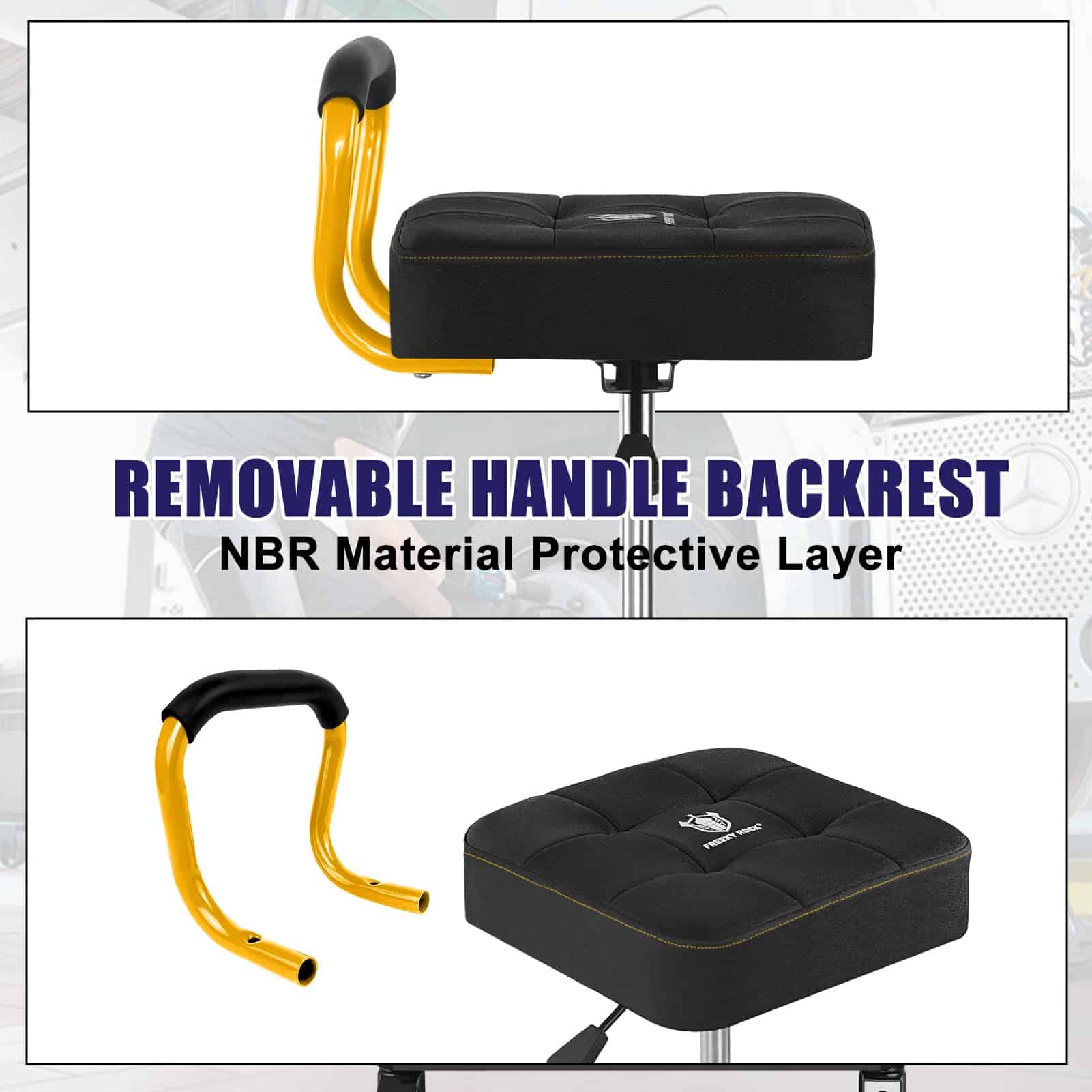 Taburete rodante FREEKYROCK con ruedas, silla de taller - Imagen 7