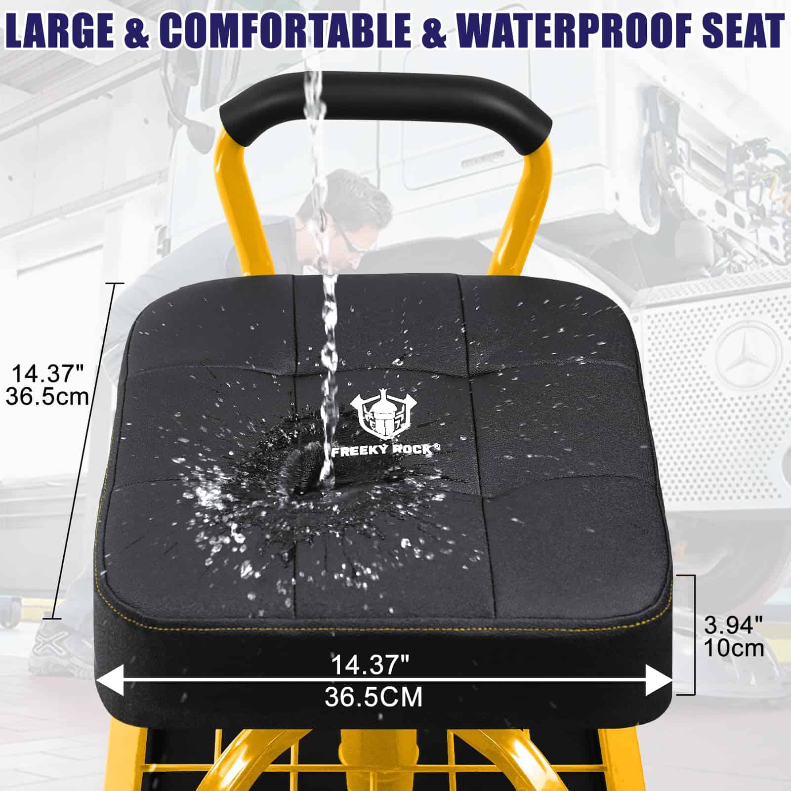 Taburete rodante FREEKYROCK con ruedas, silla de taller - Imagen 3