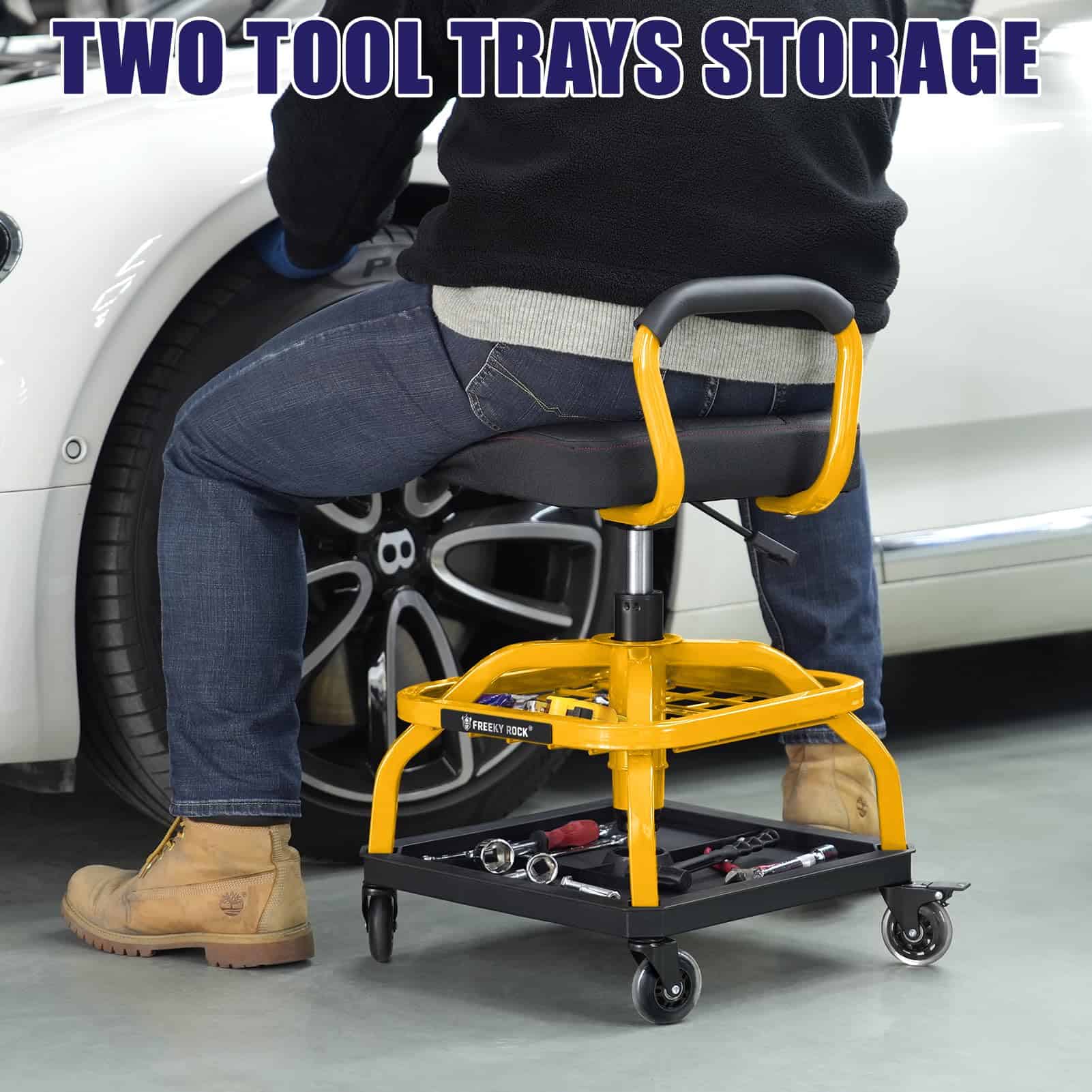 Taburete rodante FREEKYROCK con ruedas, silla de taller - Imagen 6