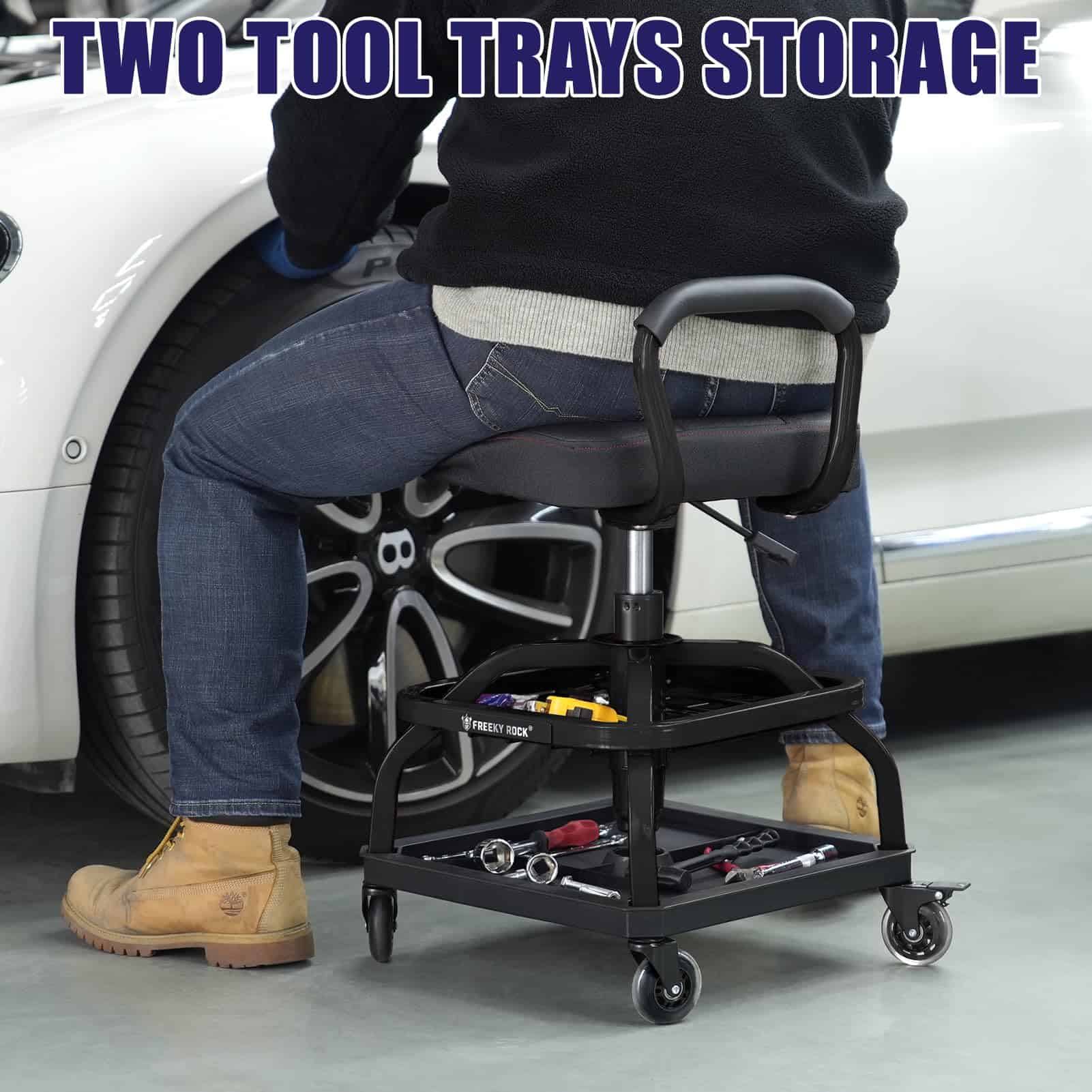 Taburete Rodante FREEKYROCK con Ruedas, Silla -Negro - Imagen 7