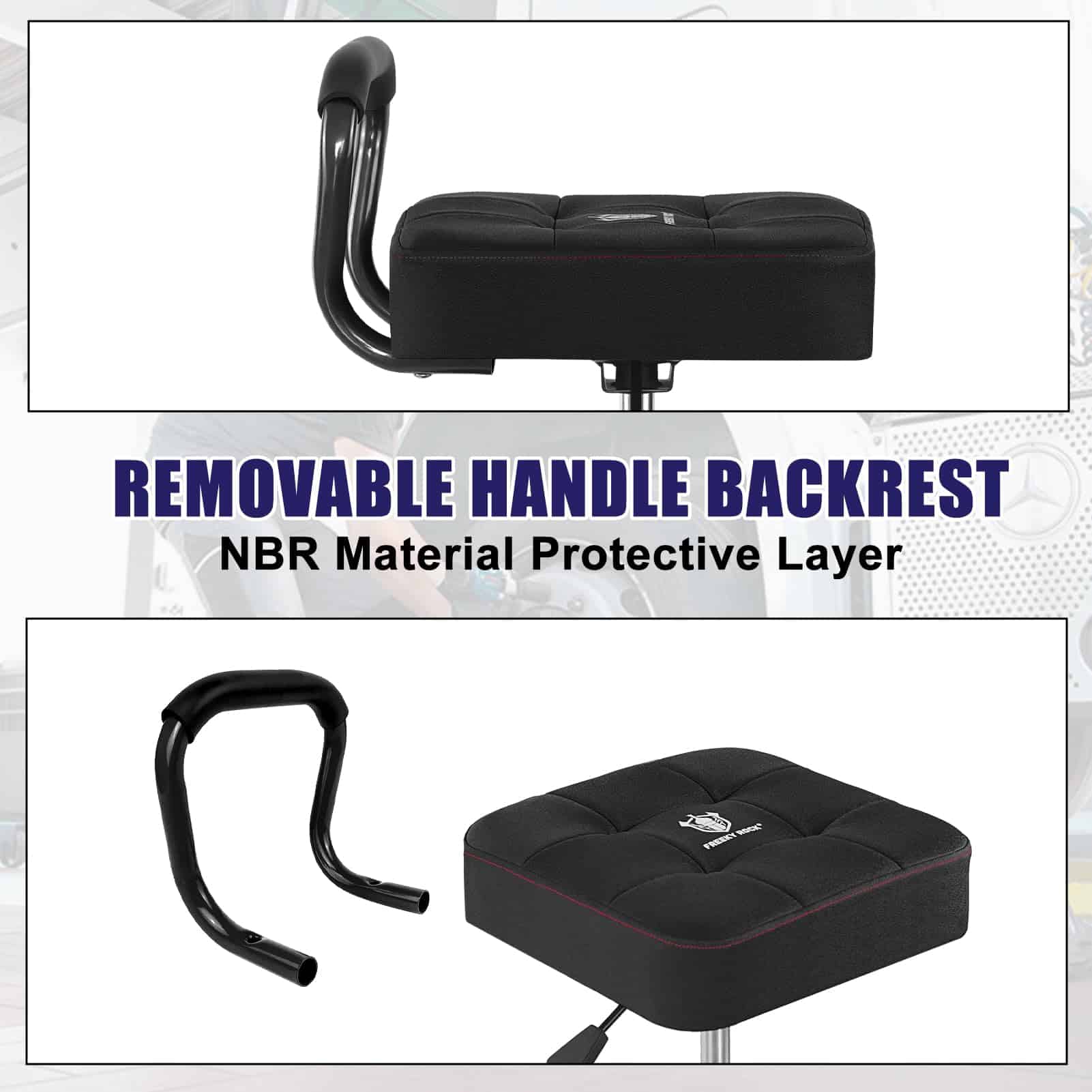 Taburete Rodante FREEKYROCK con Ruedas, Silla -Negro - Imagen 6