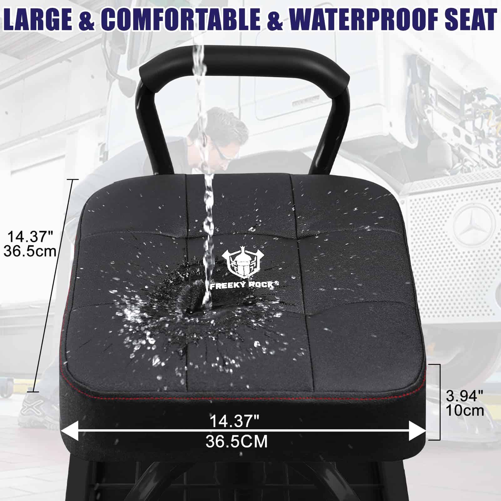 Taburete Rodante FREEKYROCK con Ruedas, Silla -Negro - Imagen 3