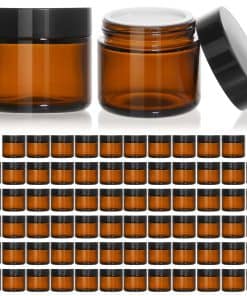 Frascos de vidrio KEYWING de 2 oz con tapas negras, 70