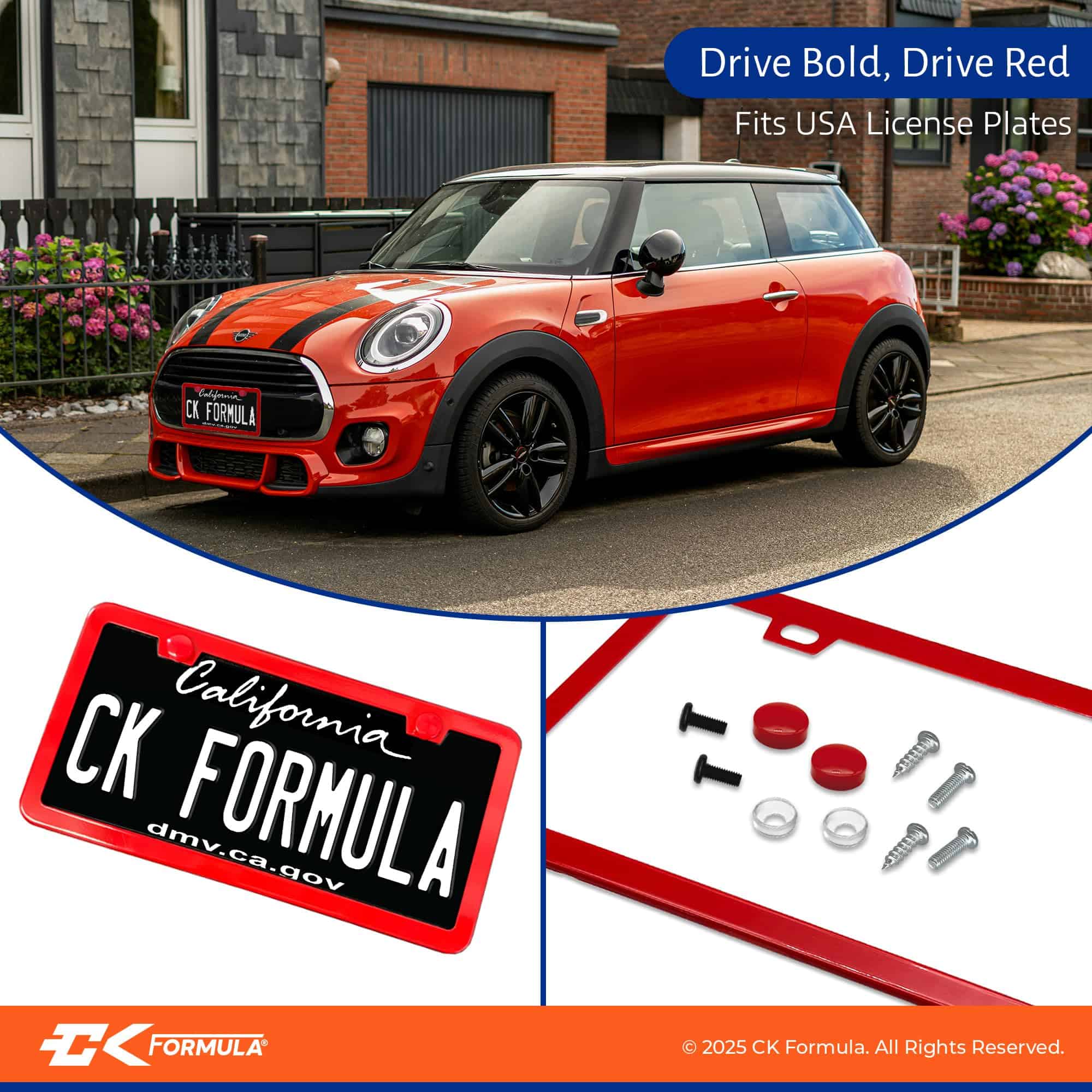 Porta Placas para Auto Rojos - Paquete de 2, Marco de Placa - Imagen 6