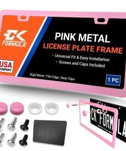 Porta Placa de Auto Rosa - Soporte de Placa de Metal, Porta