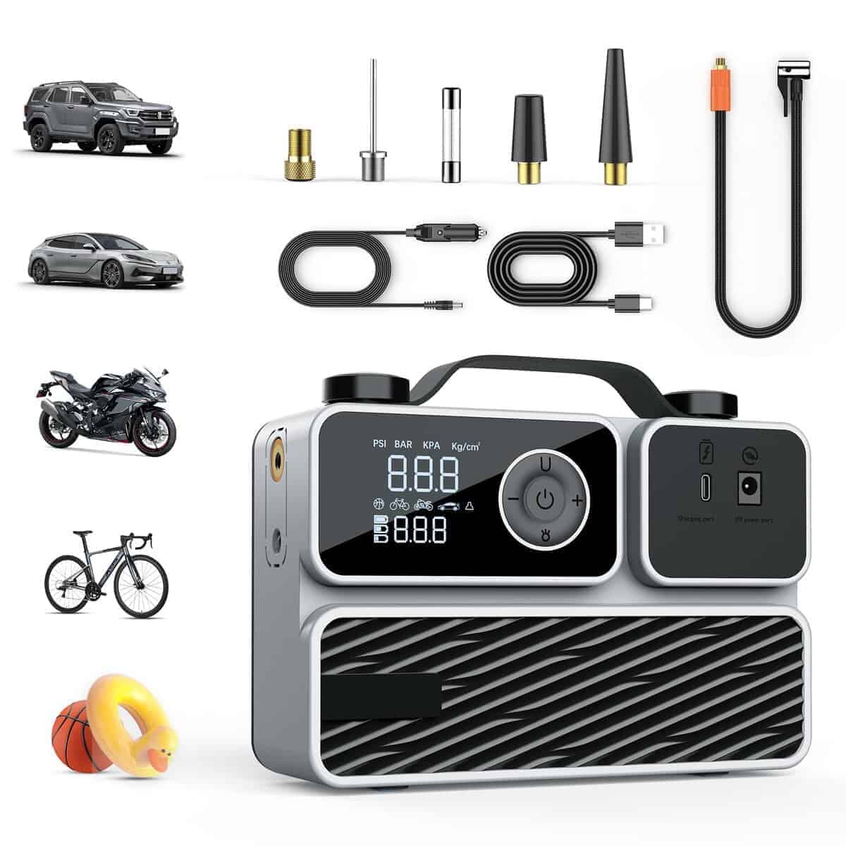 Inflador de neumáticos Compresor de aire portátil, Bomba de