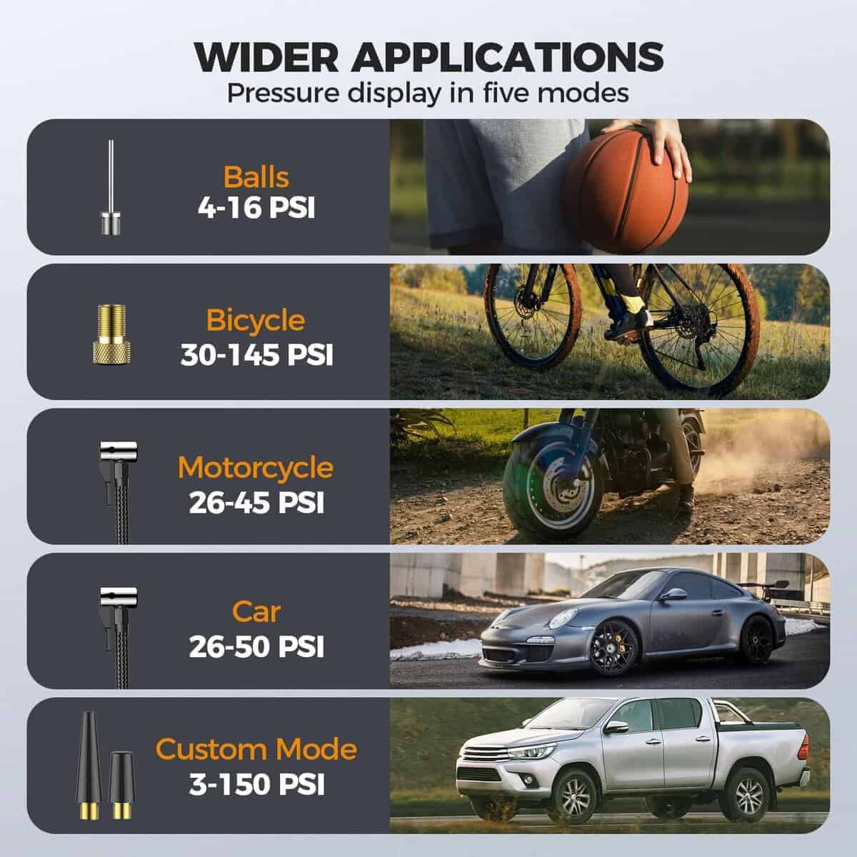 Inflador de neumáticos Compresor de aire portátil, Bomba de - Imagen 5
