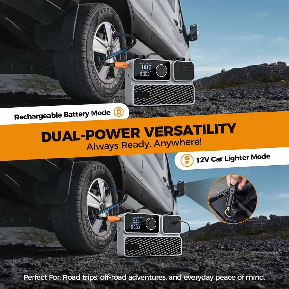 Inflador de neumáticos Compresor de aire portátil, Bomba de - Imagen 3