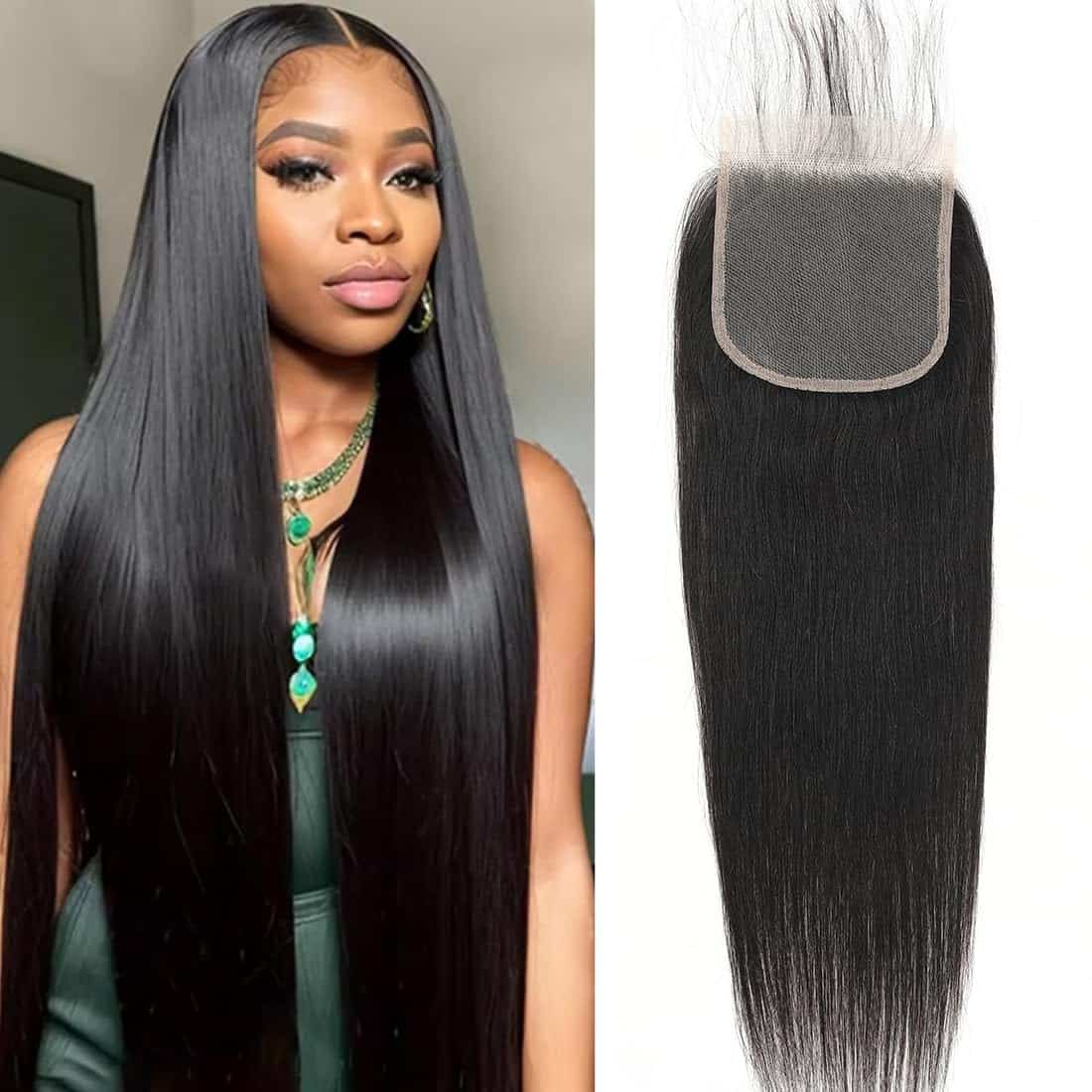 Cierre de Encaje 5x5 HD Transparente Piel con Cabello