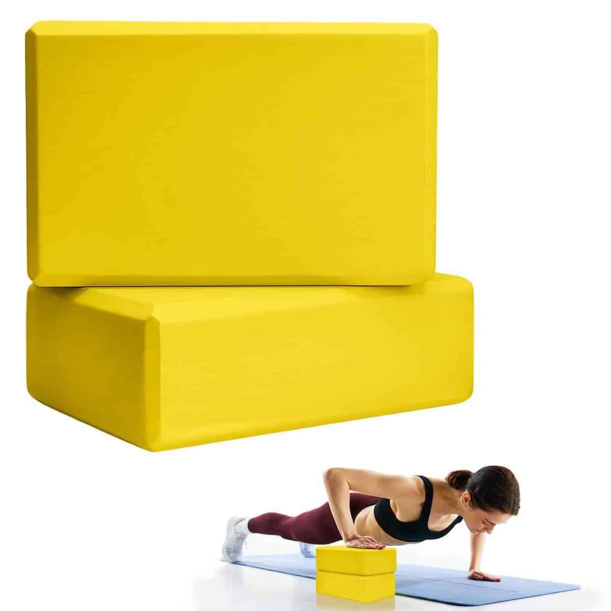 2 Pcs Bloques de Yoga, 9"x6"x3" Bloques de Espuma