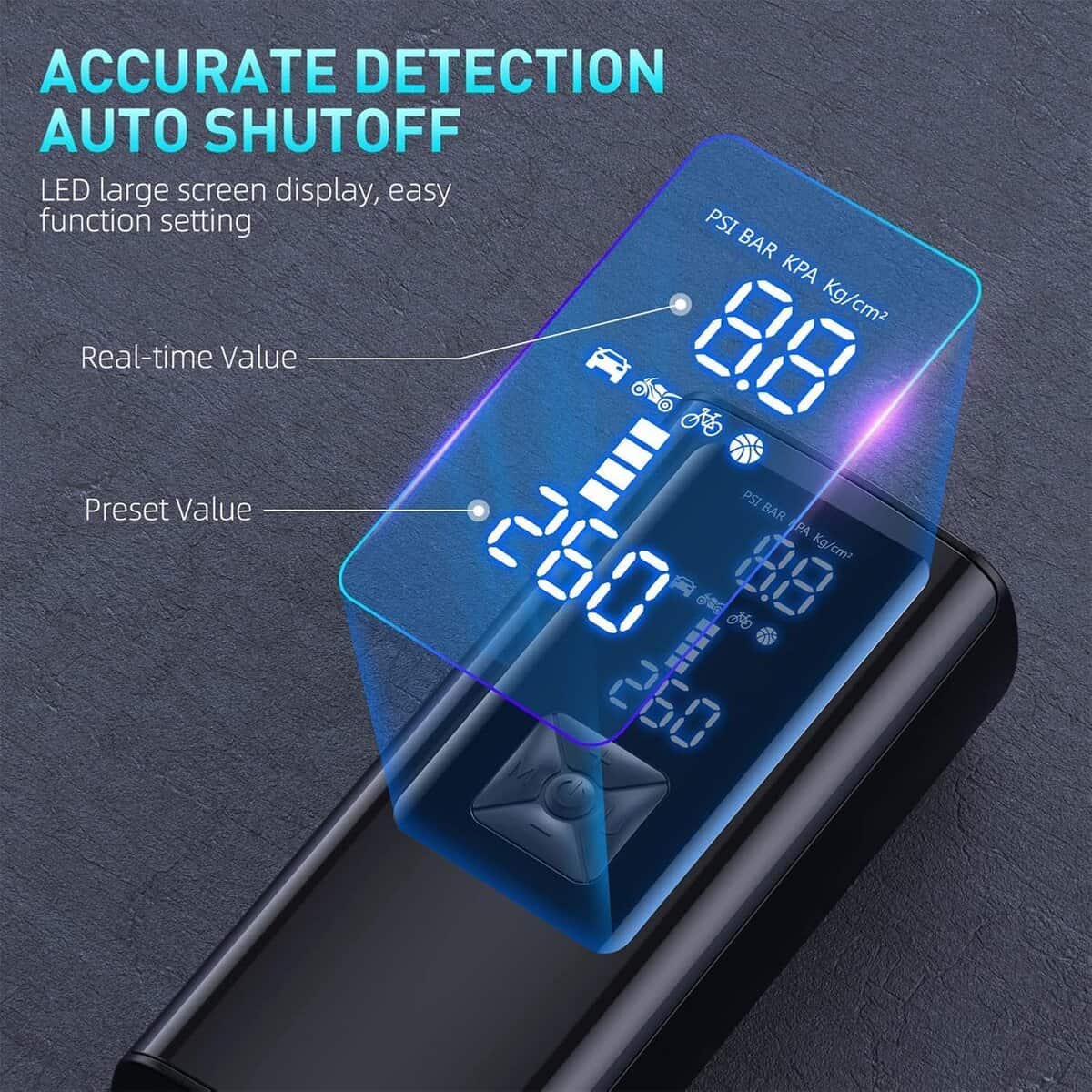 TOBZMONO Bomba de Neumáticos Inflador de aire portátil, - Imagen 3
