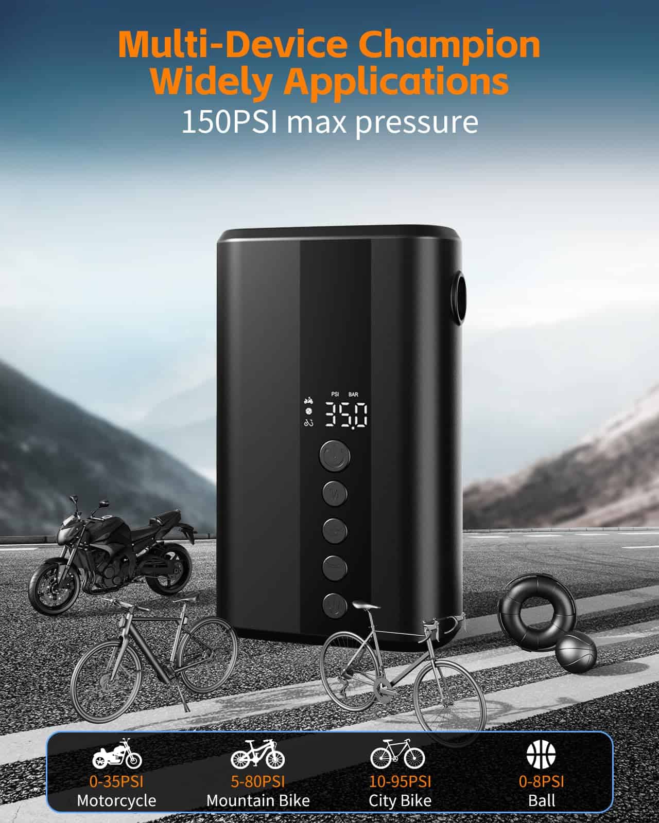 Bomba de Bicicleta Eléctrica, Bomba de Aire para Bicicleta - Imagen 4