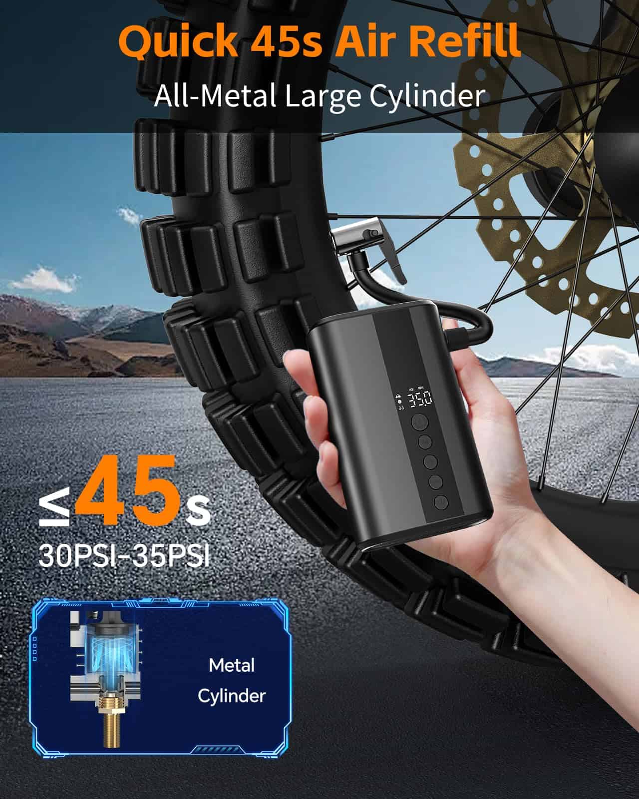 Bomba de Bicicleta Eléctrica, Bomba de Aire para Bicicleta - Imagen 3