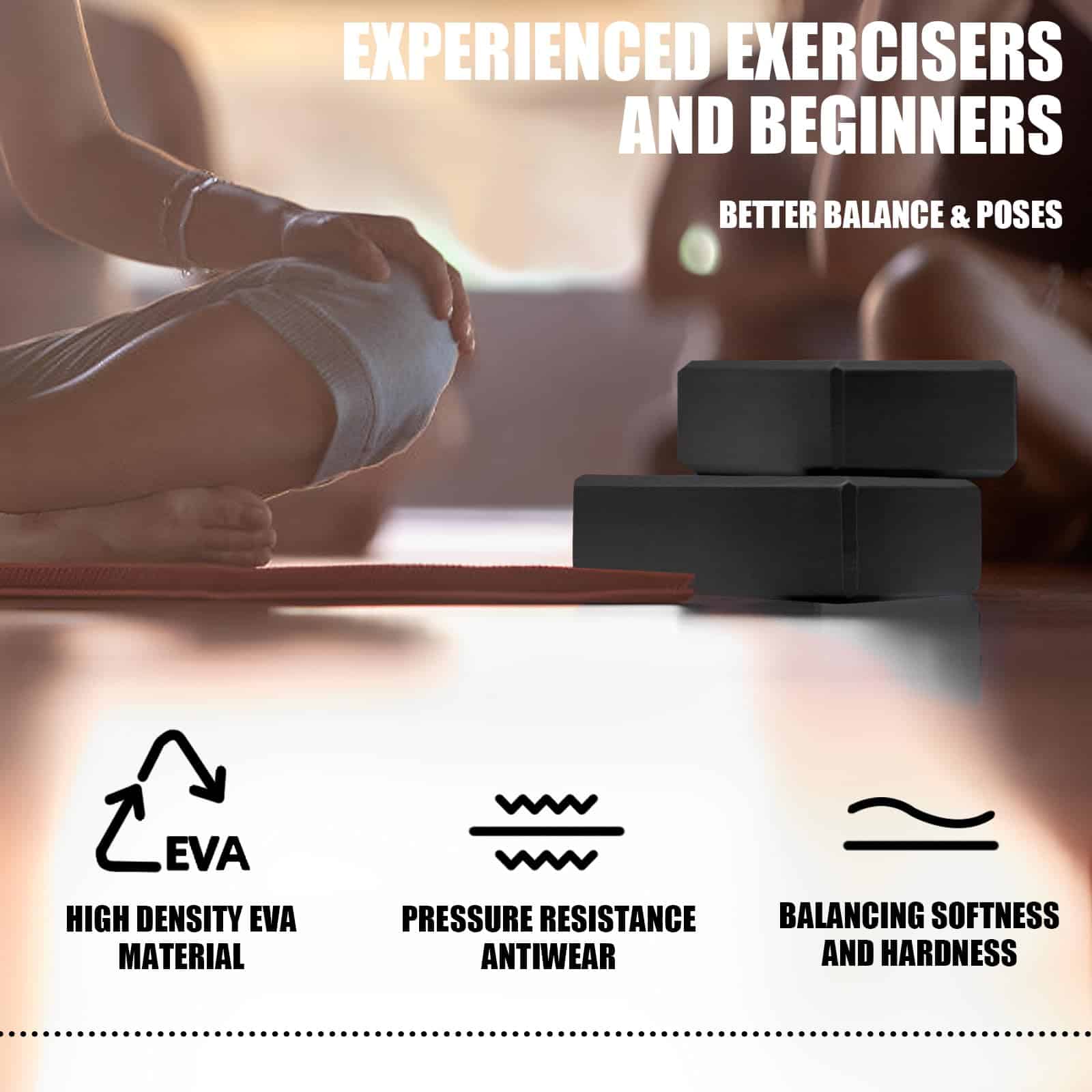 2 Pcs Yoga Blocks, 9"x6"x3" Bloques de Espuma Accesorios de - Imagen 6