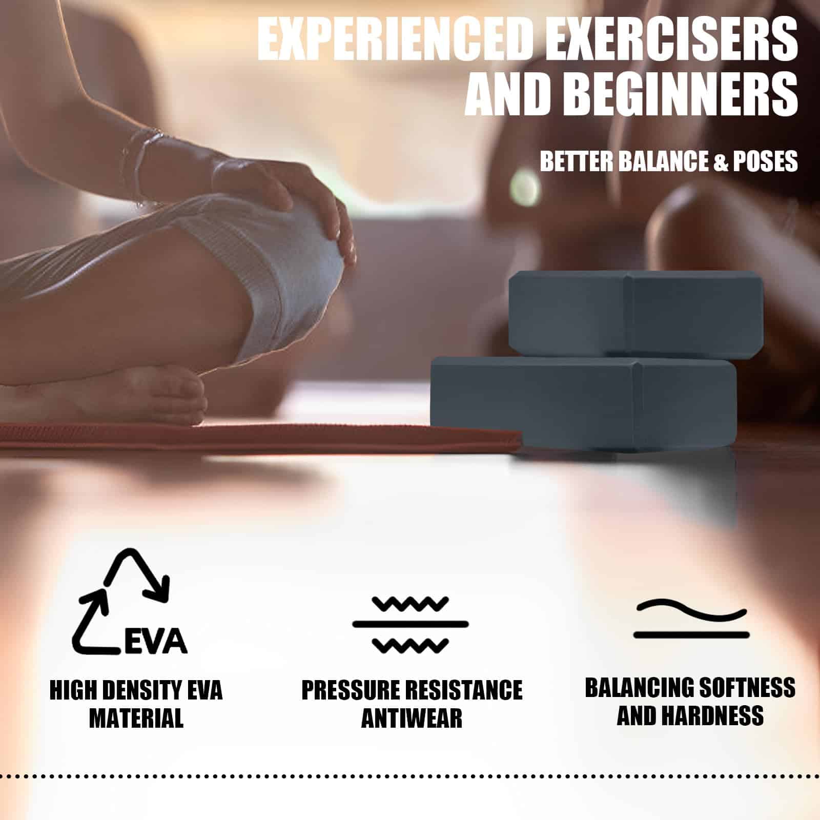 2 Pcs Yoga Blocks, 9"x6"x3" Bloques de Espuma para Yoga - Imagen 6