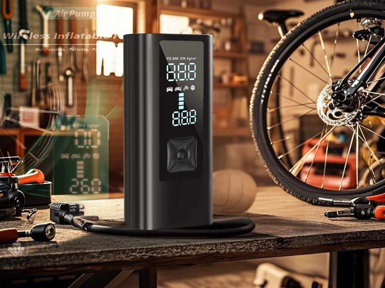Inflador de neumáticos portátil inalámbrico AZHZOLSK para - Imagen 8