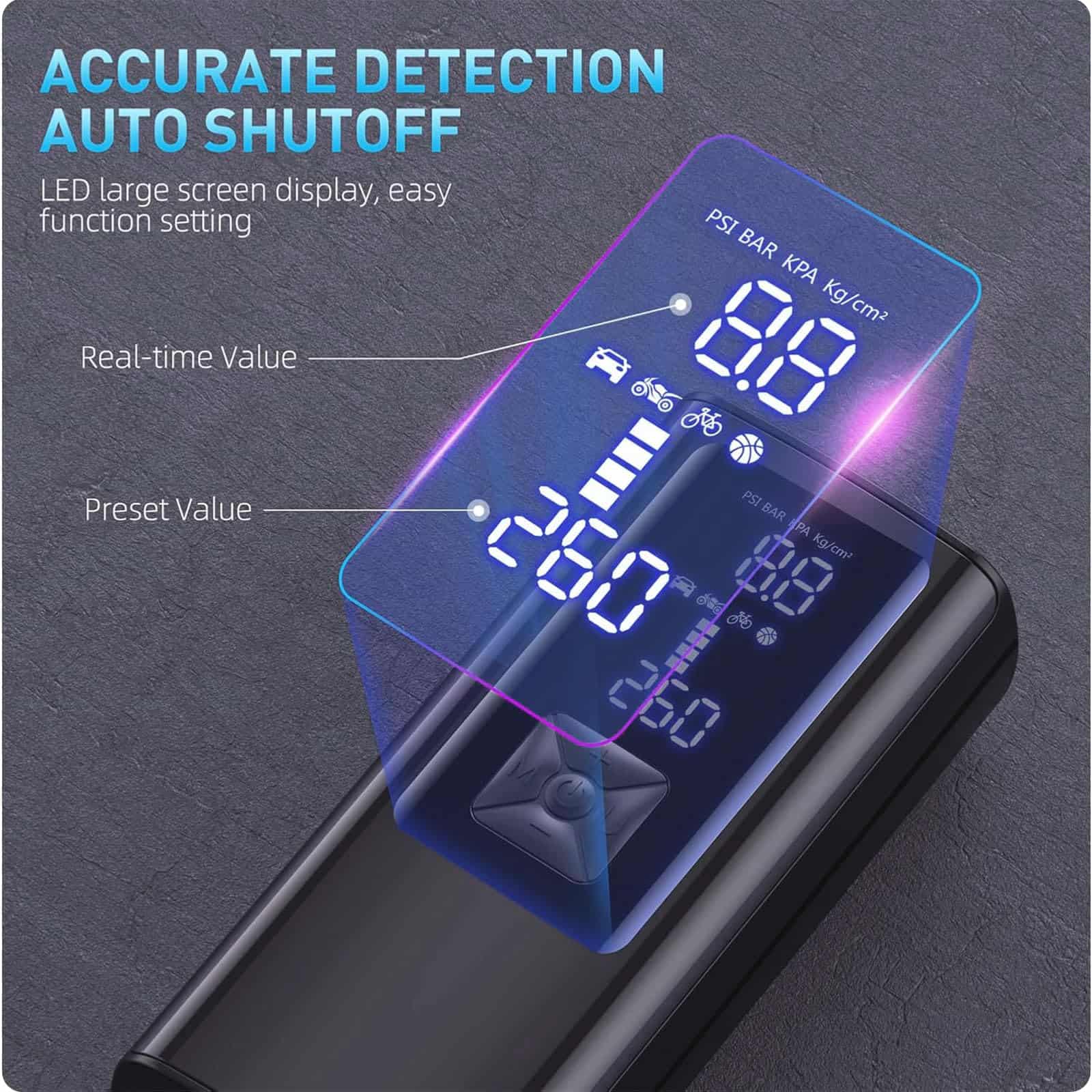 Inflador de neumáticos portátil inalámbrico AZHZOLSK para - Imagen 4