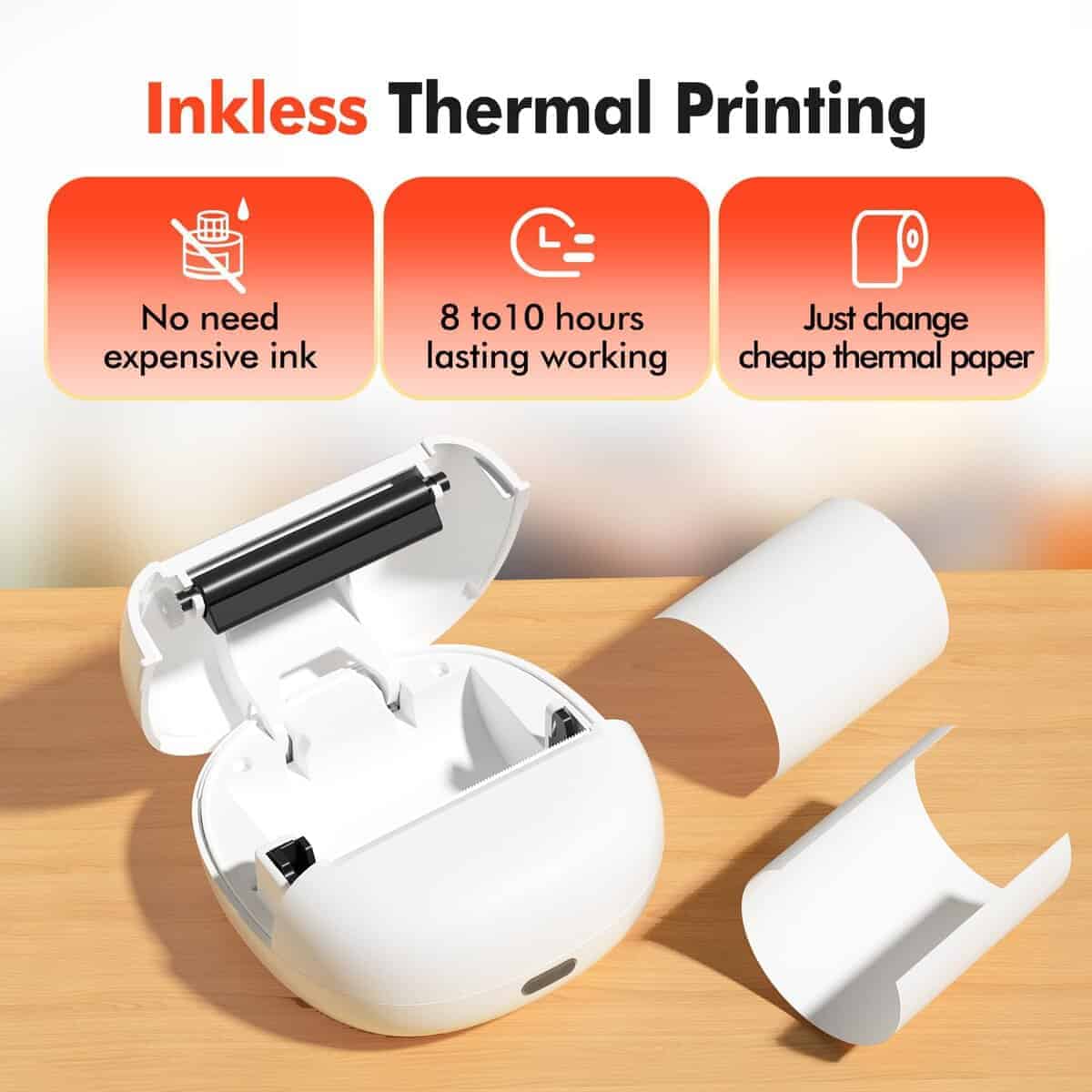 Impresora de Pegatinas sessoam, Mini Impresora Térmica, - Imagen 7