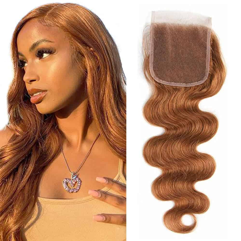 #30 Cierre de Encaje 4X4 de Color Marrón 22 Pulgadas