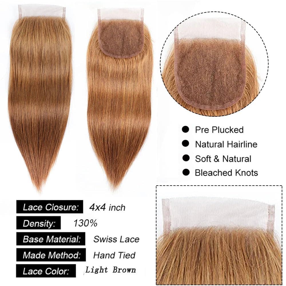 #30 Cierre de Encaje Marrrón 4X4 HD Transparente Frontal de - Imagen 4