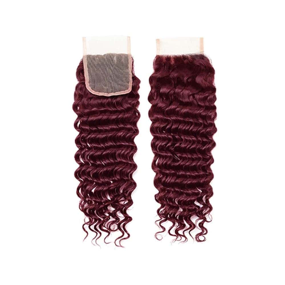 -Borgoña #99J 4x4 HD Cierre de Encaje Ondulado Profundo - Imagen 9