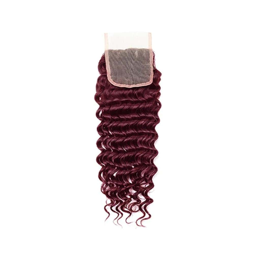 -Borgoña #99J 4x4 HD Cierre de Encaje Ondulado Profundo - Imagen 8