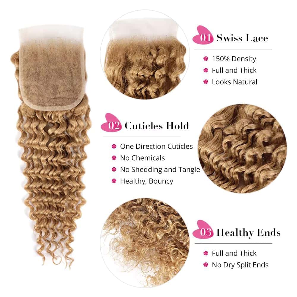 #27 Cierre de Encaje Rubia 4X4 HD Lace Front 22 Pulgadas - Imagen 3