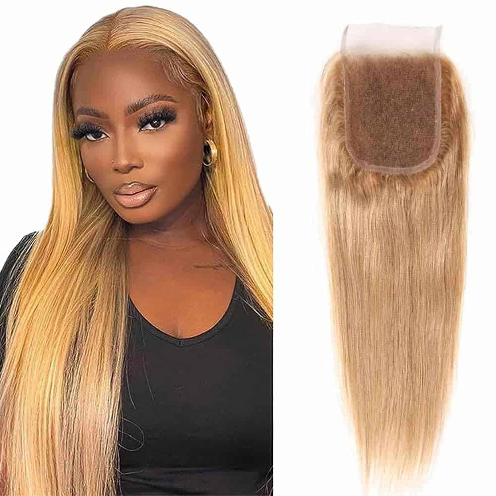 #27 Cierre de Encaje Rubio Miel 4x4 HD Encaje Transparente