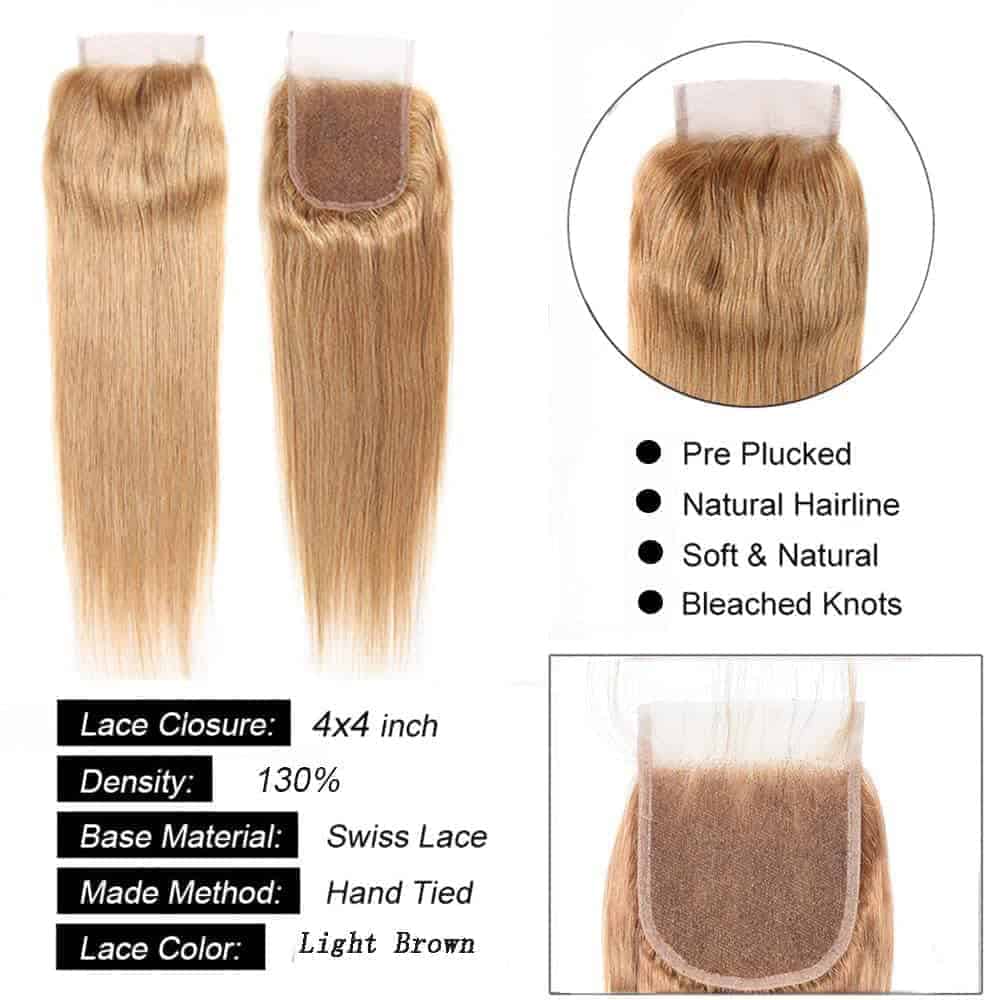 #27 Cierre de Encaje Rubia 4x4 HD Transparente - 20 - Imagen 3