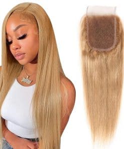 #27 Cierre de Encaje Rubio 4X4 HD Transparente de 18