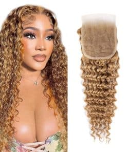 #27 Cierre de Encaje Rubia 4X4 HD Transparente Frontal de