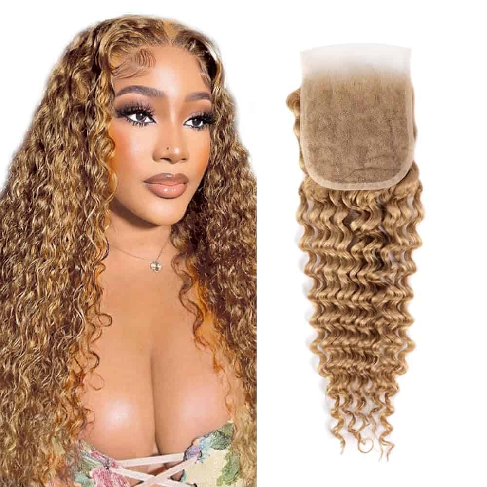 #27 Cierre de Encaje Rubia 4X4 HD Transparente Frontal de