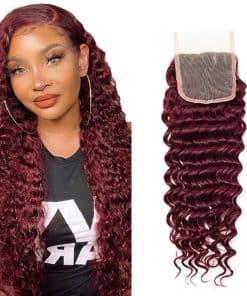 #99j Cierre de Encaje Borgoña 4X4 HD Transparente 18