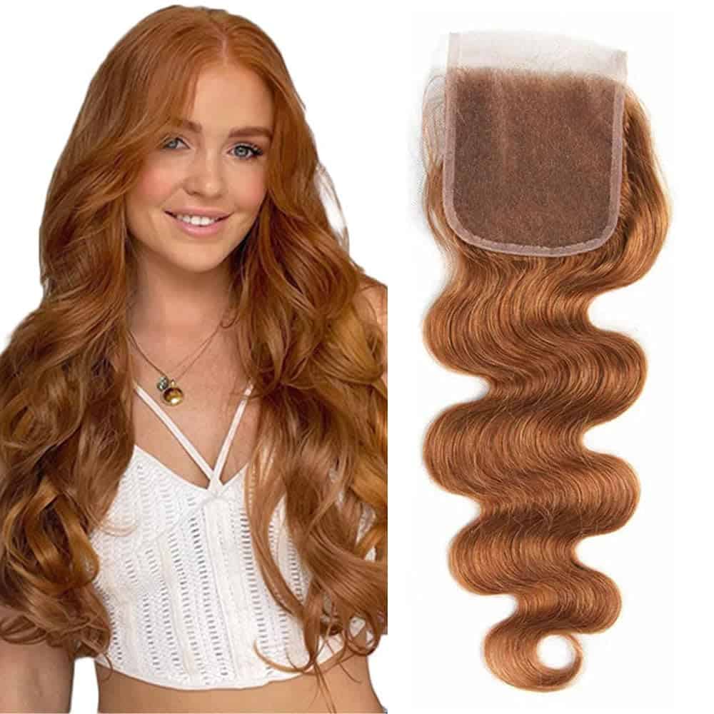 #30 Cierre de Encaje Marrón 4x4 HD Transparente 20 Pulgadas