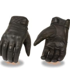 Guantes de Cuero de Moto para Hombre Perforados Marrón