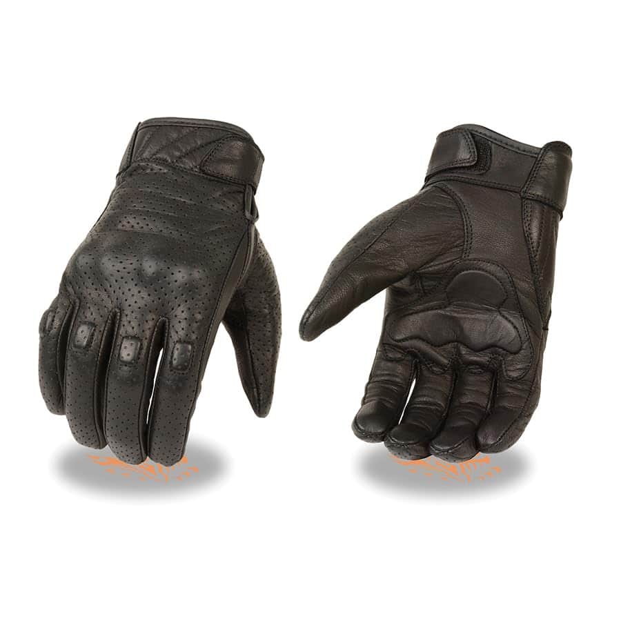 Guantes de Cuero de Moto para Hombre Perforados Marrón