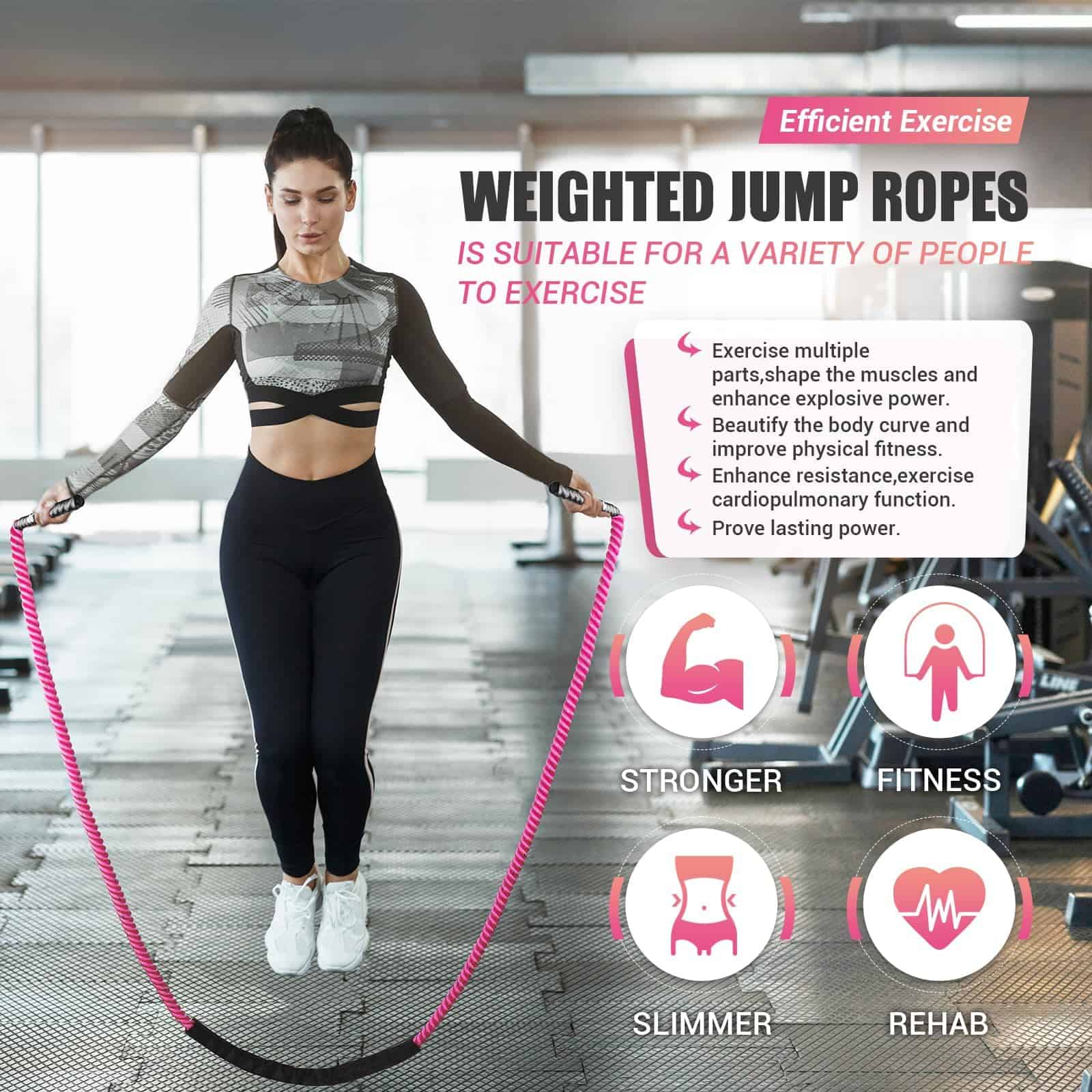 Cuerda para saltar con peso para mujeres, 2 LB Cuerda de - Imagen 6